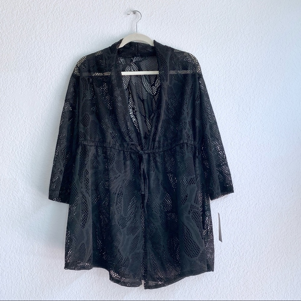 NWT Ponto Cruz Black Mesh Swim Cover-Up L